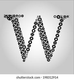 Gear Silhouette Alphabet , W