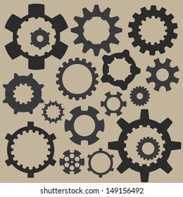 Gear silhouettes set