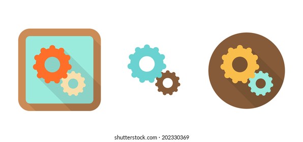 gear, simple retro icon in flat style, isolated on white background, vector illustration, eps10 with transparency