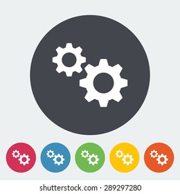 Gear. Single flat icon on the circle button. Vector illustration.