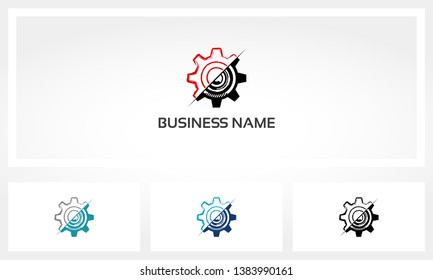 Gear Sketch Cyber Electronic Logo