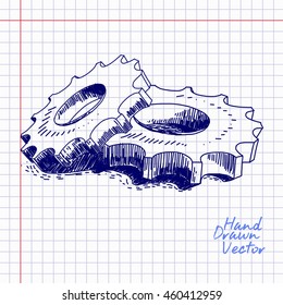 Gear sketch Illustration. Hand drawn Vector