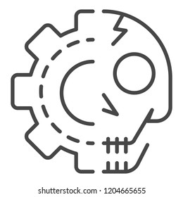 Gear skull icon. Outline gear skull vector icon for web design isolated on white background