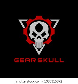 Gear Skull Logo Template Design Illustration for Game, team, Military, Armory, Weapon, Company and other