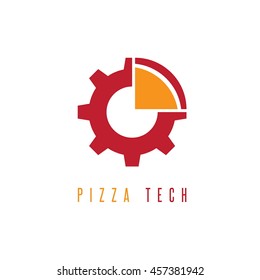 gear and slice of pizza vector design template