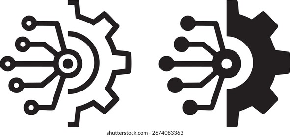 Gear smart ai icon on a white background vector illustration