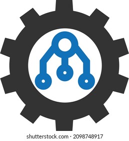 Gear smart ai icon. Simple illustration of gear smart ai vector icon for web design isolated, Digital mechanics raster icon. Flat Digital mechanics pictogram