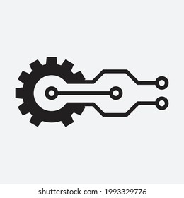 Gear smart Eps icon. Digital tech - vector business logo template concept illustration. Gear electronic factory sign. Cog wheel technology symbol