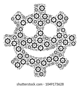 Gear Smile Smiley composition of mechanical wheels. Vector mechanical wheel items are united into gear smile smiley composition.