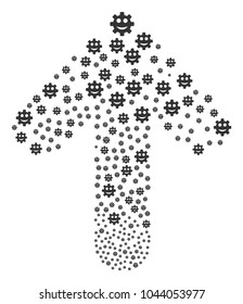 Gear Smile Smiley illustration made in the combination of upwards cursor arrow. Up cursor arrow shape combined from gear smile smiley objects.