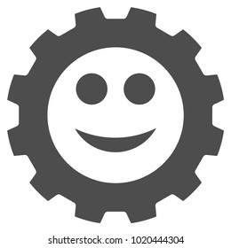 Gear Smile Smiley vector icon. Style is flat graphic gray symbol.