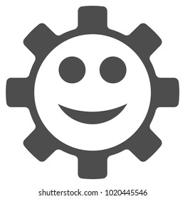 Gear Smile Smiley vector pictogram. Style is flat graphic grey symbol.