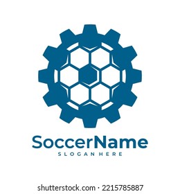 Gear Soccer Logo Template, Football Gear Logo Design Vector