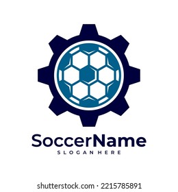 Gear Soccer Logo Template, Football Gear Logo Design Vector