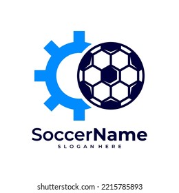 Gear Soccer Logo Template, Football Gear Logo Design Vector