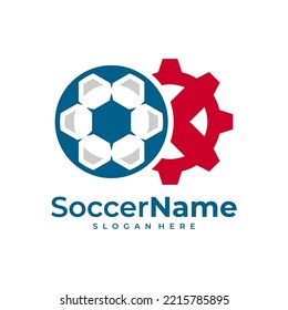 Gear Soccer Logo Template, Football Gear Logo Design Vector