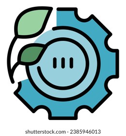 Gear social trust icon outline vector. Company service. Public human color flat