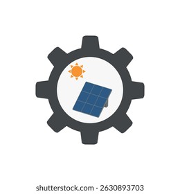 Gear with solar panel icon representing solar energy system settings or configuration.