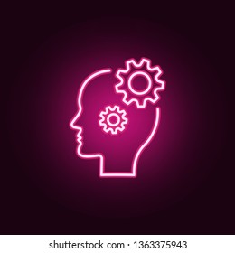 Gear, solution, head neon icon. Elements of Creative thinking set. Simple icon for websites, web design, mobile app, info graphics