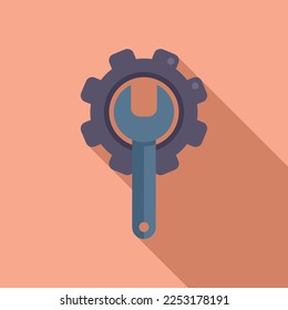 Gear solution key icon flat vector. Creative business. Teamwork problem
