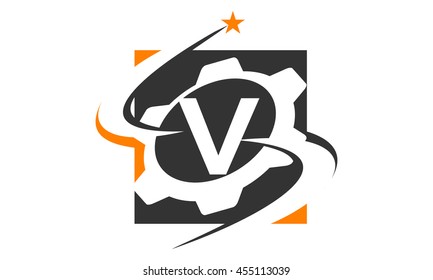 Gear Solution Logo Letter V
