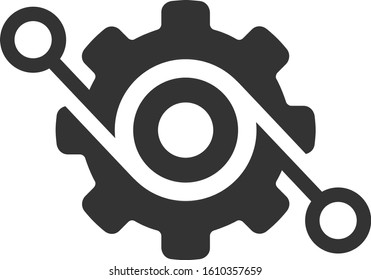 Gear solution vector icon. Flat Gear solution symbol is isolated on a white background.