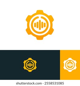 gear with sound wave logo template