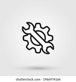 Gear with spanner icon illustration. Settings, technical service maintenance, repair support design element.