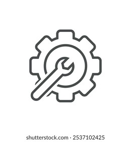 Gear with spanner. Vector illustration.