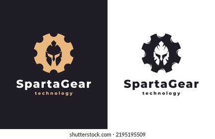 Gear And Spartan Logo Gladiator Vector Illustration