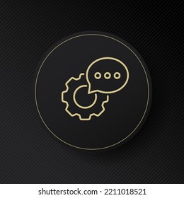 Gear with speech bubble line icon. System notification, settings, security, control panel, adjust, fix, tune, device customization. Communication concept. Vector line icon for Business and Advertising