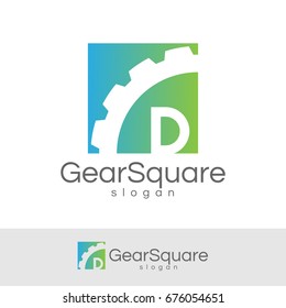 gear square initial Letter D Logo design