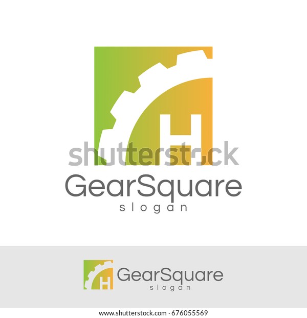 gear square initial\
Letter H Logo design