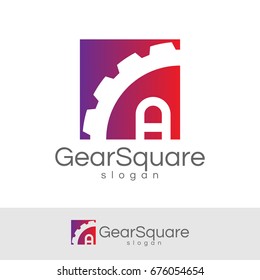 gear square initial Letter A Logo design