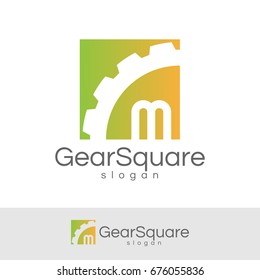 gear square initial Letter M Logo design