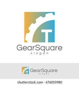 gear square initial Letter T Logo design
