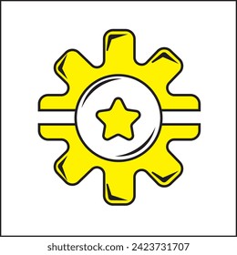 gear and star illustration vector design in yellow and white colors. suitable for logos, icons, posters, advertisements, banners, companies, t-shirt designs, stickers, websites.