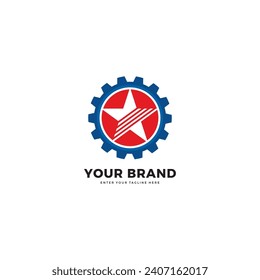 
Logotipo de estrella de engranaje, vector de diseño gráfico 