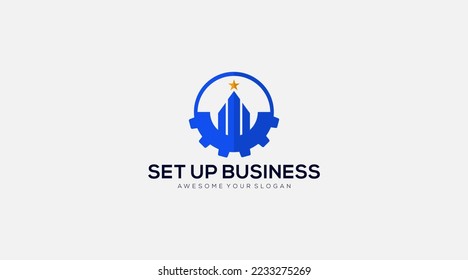 Gear Start up Business start Logo design template illustration