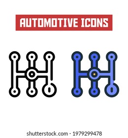 gear stick icon. line and flat color icon. automotive icon theme.