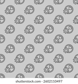Gear with stopwatch line seamless pattern, repair service theme. Vector graphics. Cogwheel and clock timer sign with background, repeat line icon