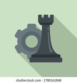 Gear strategy rook icon. Flat illustration of gear strategy rook vector icon for web design