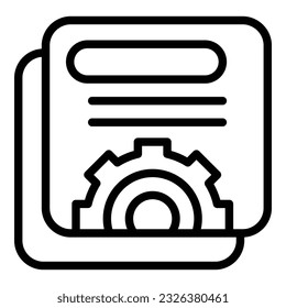 Gear study case icon outline vector. Learn data. Paper digital