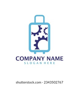 Gear Suitcase logo design vector. Suitcase logo design template concept