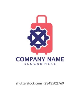 Gear Suitcase logo design vector. Suitcase logo design template concept