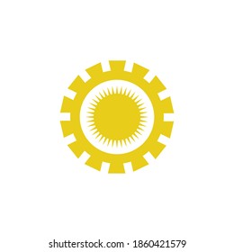 Gear Sun Logo. Abstract Gear Technology Icon With Sun