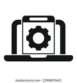 Gear support hosting icon simple vector. Tech team. Mobile server data