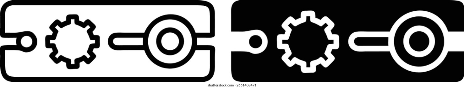 Schaltschaltersymbol, Vektorgrafik, Steuersymbol für den schwarz-weißen Mechanismus, Illustration zur Industrietechnologie