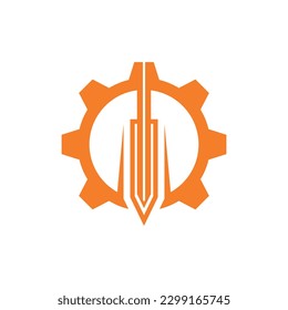 Gear sword modern creative logo