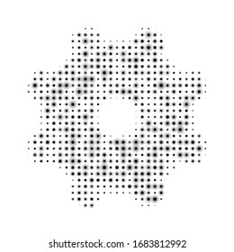 The gear symbol filled with black dots. Vector illustration on white background